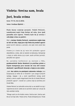 Violeta: Srećna sam, hvala Juri, hvala svima