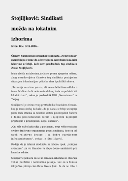 Stojiljković: Sindikati možda na lokalnim izborima