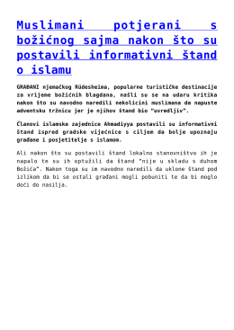 Muslimani potjerani s božićnog sajma nakon što su