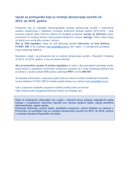 Upute za pristupnike koji su srednje obrazovanje zavr&scaron;ili od