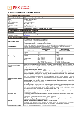 Ključne informacije - Stambena štednja 12-2016