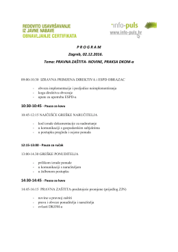 PROGRAM Zagreb, 02.12.2016. Tema: PRAVNA - Info
