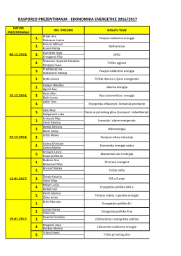 raspored prezentiranja - ekonomika energetike 2016/2017