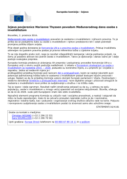 Izjava povjerenice Marianne Thyssen povodom
