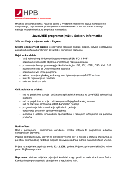 Java/J2EE programer (m/ž) u Sektoru informatike