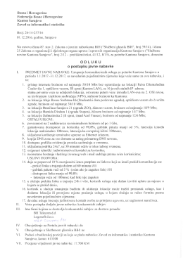 ODLUKU o postupku javne nabavke