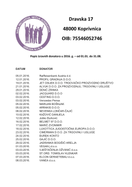 Popis izravnih donatora 2016. godine