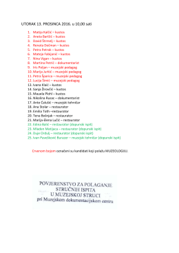 UTORAK 13. PROSINCA 2016. u 10,00 sati - MDC-a