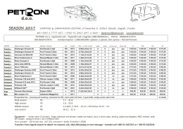 Uvjeti EN/B EN Motor homes hire price list hire 2017