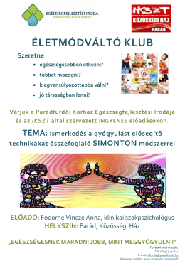 Életmódváltó Klub 2016. november 30. 16.30