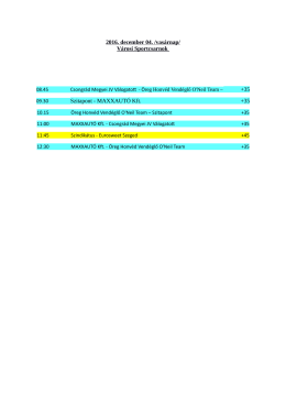 2016. december 04. /vasárnap/ Városi Sportcsarnok +35 Szitapont
