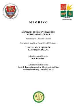 MEGH Í V Ó - Szegedi Tudományegyetem | Mezőgazdasági Kar