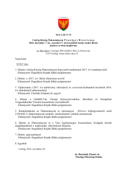 1. Döntés Csörög Község Önkormányzat Képviselő