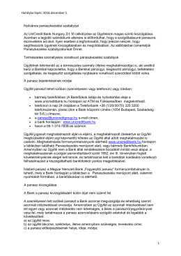 Nyilv&aacute;nos panaszkezel&eacute;si szab&aacute;lyzat