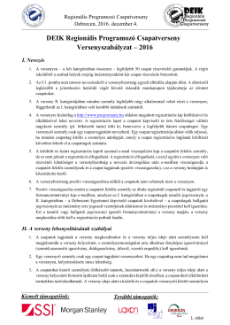 DEIK Region&aacute;lis Programoz&oacute; Csapatverseny Versenyszab&aacute;lyzat