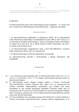 IV/280/2015. Az Alkotmánybíróság teljes ülése alkotmányjogi