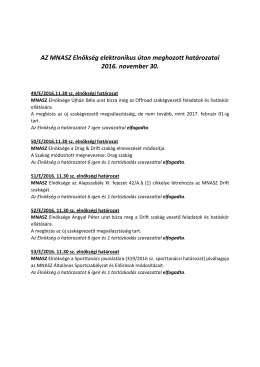 Eln&ouml;ks&eacute;gi elektronikus hat&aacute;rozat 2016.11.30. 2016.12.01