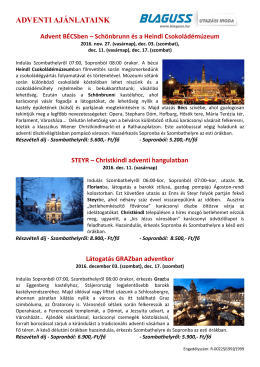 Adventi utak - Blaguss Utazási Iroda