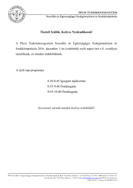 Tájékoztatás a nyílt napról