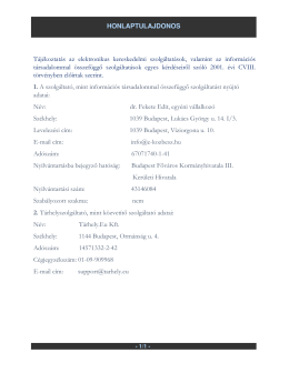 Tájékoztatás az elektronikus kereskedelmi szolgáltatások, valamint
