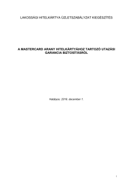 lakossági hitelkártya üzletszabályzat kiegészítés a