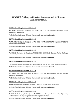 Elnökségi elektronikus határozat 2016.11.29 2016.11.29