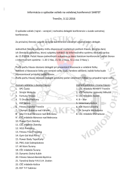 Informácia o spôsobe volieb na volebnej konferencii SAKFST