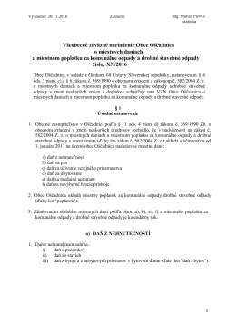 Všeobecné záväzné nariadenie Obce Oščadnica o miestnych