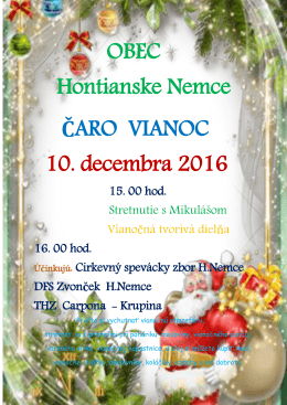 OBEC Hontianske Nemce ČARO VIANOC 10. decembra 2016