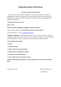 Inform&aacute;cia o voľnom pracovnom mieste