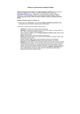 S&uacute;hlas so sprac&uacute;van&iacute;m osobn&yacute;ch &uacute;dajov