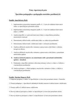 T&eacute;my rigor&oacute;znych pr&aacute;c &Scaron;peci&aacute;lna pedagogika a pedagogika