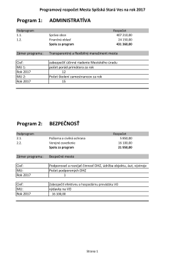 Návrh programového rozpočtu Mesta Spišská Stará Ves na rok 2017