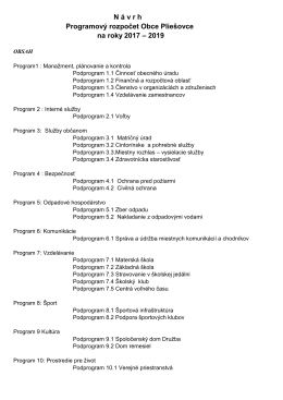 Návrh programového rozpočtu obce Pliešovce na roky 2017-2019