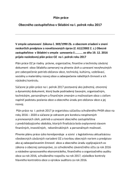 pl&aacute;nu pr&aacute;ce - Obec Sklabiňa