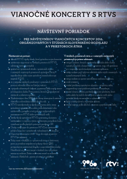 VIANOČNÉ KONCERTY S RTVS NÁVŠTEVNÝ PORIADOK PRE