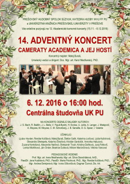 14. adventn&yacute; koncert - Univerzitn&aacute; knižnica Pre&scaron;ovskej univerzity