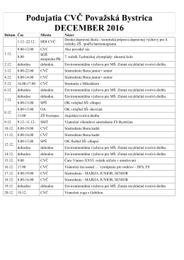 Podujatia CVČ Považská Bystrica DECEMBER 2016