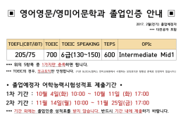 영어영문/영미어문학과 졸업인증 안내 2017. 2월