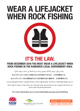 WEAR A LIFEJACKET WHEN ROCK FISHING IT`S THE LAW. FROM