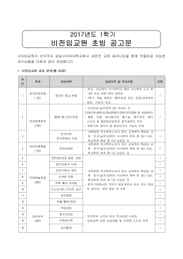 2017년도 1학기 비전임 초빙 공고문