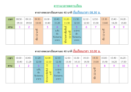 ตารางเวลาทดคาบเรียน ตางรางทดเวลาเรียนคาบละ 40 นาทีเริ่มเรียนเวลา