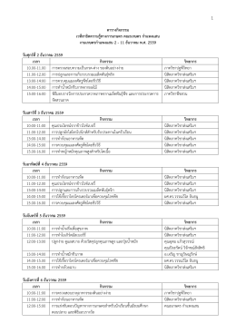 ตารางกิจกรรม เวทีสาธิตงานเกษตรกำแพงแสน พ