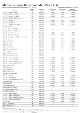 Mercedes-Benz Recommended Price List - Mercedes