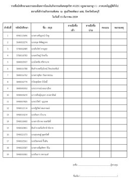 ลายมือชื่อ ลายมือชื่อ เช้า บ่าย รายชื่อนักศึก