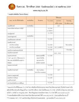 เกณฑ์การคัดเลือก โครงการรับตรง ปีการศึกษา 2560