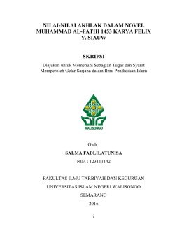 nilai-nilai akhlak dalam novel muhammad al-fatih