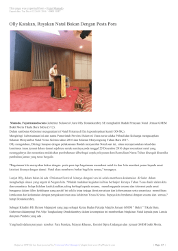 Olly Katakan, Rayakan Natal Bukan Dengan Pesta