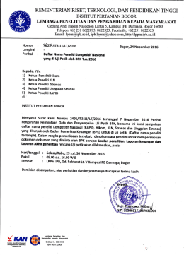 Surat Pengumuman Nama Peneliti Uji Petik BPK - LPPM-IPB
