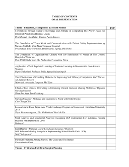 TABLE OF CONTENTS ORAL PRESENTATION Theme : Education